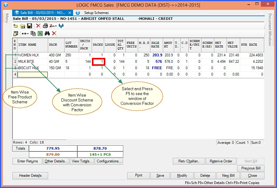 fmcg sale bill scheme report item details